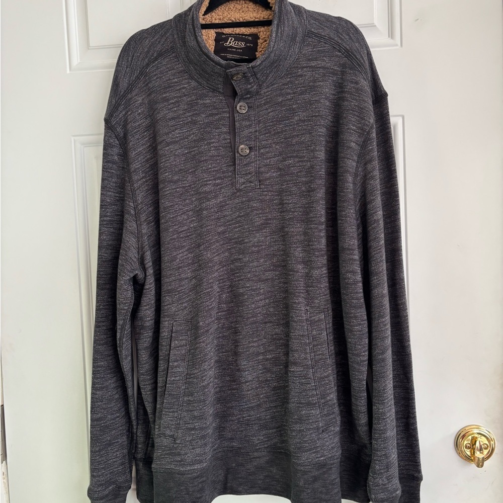 ❤️2/$15or3/$21Men’s G.H.&Co. Charcoal Grey L/S Sherpa Lined Collar Top, Size XX